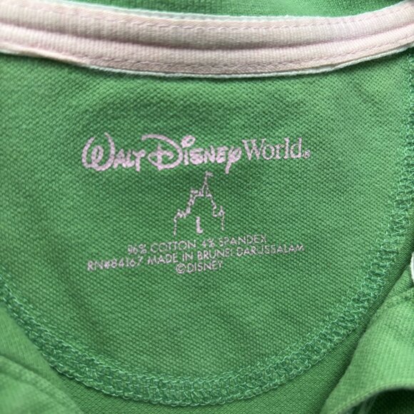 Disney Polo Womens Large Green Embroidered Preppy Minimal Short Sleeve - Picture 3 of 7